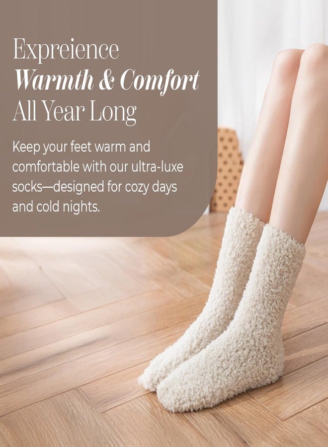 Dear Kitty Fuzzy Socks for Women & Men - Cozy Cloud Socks for Sleeping, Gifts, Spa, Travel, Stress Relief, Postpartum, Lounge Wear - Beige (Pack of 1) - Image 3